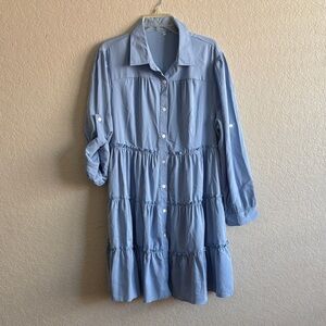 Light Blue Button-Up 2XL Dress